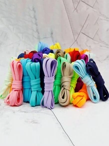 Classic Versatile Double-Layer Polyester Flat Shoelaces, Suitable For Casual Shoes, Sports Shoes, Sneakers