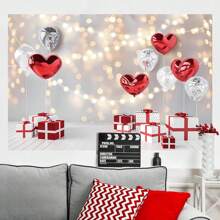 1 pezzo Sfondo fotografico di San Valentino, scatola regalo d'amore, sfondo romantico per l'amore, banner per festa di San Valentino "Ti Amo", decorazioni per San Valentino, accessori per studio fotografico, dimensioni: 210 x 150 cm / 150 x 100 cm / 100 x 75 cm