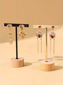 1 pièce Support de présentation d'oreillettes sur base en bois, support cylindrique en bois pour boucles d'oreilles et colliers, porte-bijoux, accessoires et accessoires photo, cadeaux pour femmes, soleil, voyages, rentrée scolaire cool