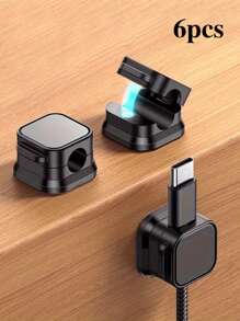1/6pcs Cable Organizer Holder, Magnetic Desktop Cable Clip Management, Hidden Phone Charger Line Stand For Bedside Table, Kitchen, Office, Multi-Functional PP Desktop And Car Cable Management, No-Drill Adhesive Wire Fastener, Fashionable Electronic Accessory Bundling Management, Suitable For Electronics And Portable Chargers