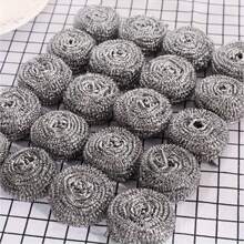 6 pièces/12 pièces Boules de nettoyage de cuisine en acier inoxydable - Grattoir à vaisselle non électrique, convient pour les bols, casseroles, plaques de cuisson, brosse en acier inoxydable et laine d'acier, fournitures de nettoyage