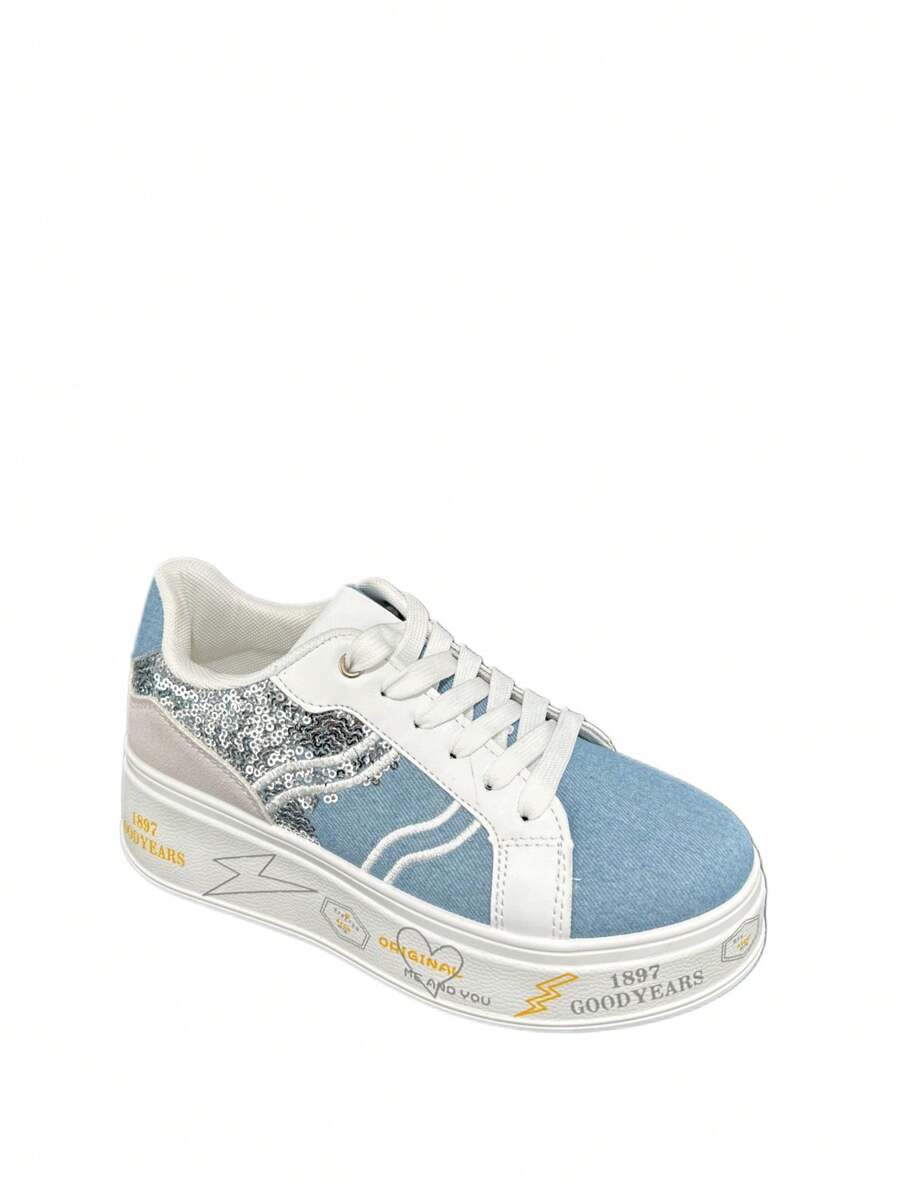 Women's Contrast Color Chunky Sole Casual Sneakers For Daily Wear And Sports