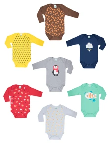 Baby Bodysuit 5 Pieces Unisex Girl Or Boy WINTER LOOSE Newborn Layette - 2510 - 藍色 - 查看 4