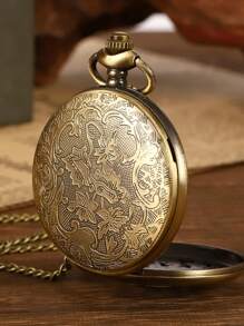 1 件古董蒸汽朋克青铜镂空齿轮机芯石英怀表吊坠礼物带链袋
