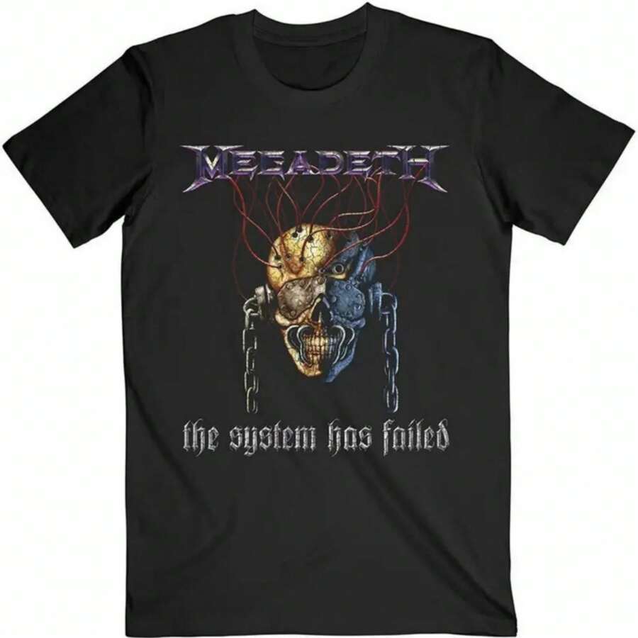 Halloween Skull Megadeth Cotton Summer Pattern Men's T-Shirt - Black - View 1