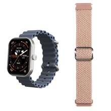 MEGA Smartwatch With 2.01" AMOLED Screen/Answer & Make Calls/Sleep Monitoring/Heart Rate/100+ Workout Modes/ Quick Reply/  And Android/Extra Nylon Band In Blue - Pink - View 1
