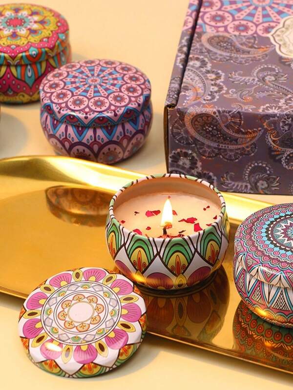 4pcs/1box Aromatherapy Set, Exquisite Women's Aromatherapy Candle Gift Set, Home Aromatherapy Candles, Flower Candles For Wedding And Holiday Decoration, Suitable For Yoga, Meditation, Spa, Bath, Women's Stress Relief, Perfect Gift For Family And Friends, Birthday, Valentine's Day Or Mother's Day, Travel Aromatherapy Candles In Jars, Aromatherapy Gift Box, Valentine's Day Gift, Room Decoration.
