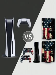 1 Set Of 3pcs Game Console Skin Stickers With Printed Patterns, Compatible With Disc Edition - Multicolor - View 10