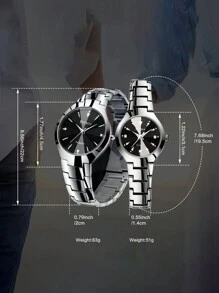 BIDEN 2Pcs Couple's Watch Quartz Watch Business Fashion Calendar Watch Men's And Women's Watch Valentine's Day/Birthday/Christmas/Best Gift