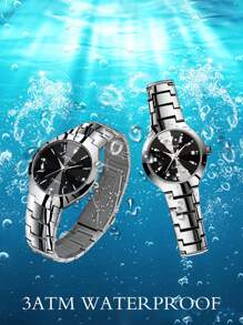 BIDEN 2Pcs Couple's Watch Quartz Watch Business Fashion Calendar Watch Men's And Women's Watch Valentine's Day/Birthday/Christmas/Best Gift