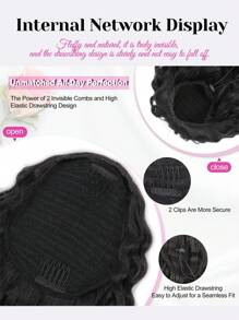 Extensiones de cabello con coleta rizada afro kinky, extensiones de cabello con coleta con cordón, extensiones de cabello sintético rizado kinky de 18 pulgadas, extensiones de cabello con coleta rizada corta esponjosa, extensión de cabello con clip para mujer, peluca de coleta rizada larga esponjosa, extensiones de cabello sintético rizado kinky, postizos rizados afro - Multicolor - Ver 6