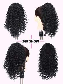 Extensiones de cabello con coleta rizada afro kinky, extensiones de cabello con coleta con cordón, extensiones de cabello sintético rizado kinky de 18 pulgadas, extensiones de cabello con coleta rizada corta esponjosa, extensión de cabello con clip para mujer, peluca de coleta rizada larga esponjosa, extensiones de cabello sintético rizado kinky, postizos rizados afro - Multicolor - Ver 5