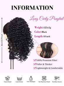 Extensiones de cabello con coleta rizada afro kinky, extensiones de cabello con coleta con cordón, extensiones de cabello sintético rizado kinky de 18 pulgadas, extensiones de cabello con coleta rizada corta esponjosa, extensión de cabello con clip para mujer, peluca de coleta rizada larga esponjosa, extensiones de cabello sintético rizado kinky, postizos rizados afro - Multicolor - Ver 3