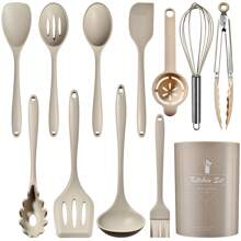 Keidason Conjunto de 15 piezas de utensilios de cocina de silicona - Utensilios de cocina resistentes al calor de hasta 230°C, espátula, pinzas, cuchara, brocha, batidor, conjunto de utensilios de cocina y accesorios para ollas antiadherentes, aptos para lavavajillas