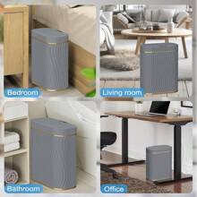 10L/2.6 Gallon Smart Small Trash Can, Smart Pop-Up Lid Kitchen Trash Can, Bathroom, Kitchen, Bedroom, Powder Room, Craft Room, Office, College Trash Basket - 深灰色 - 查看 6