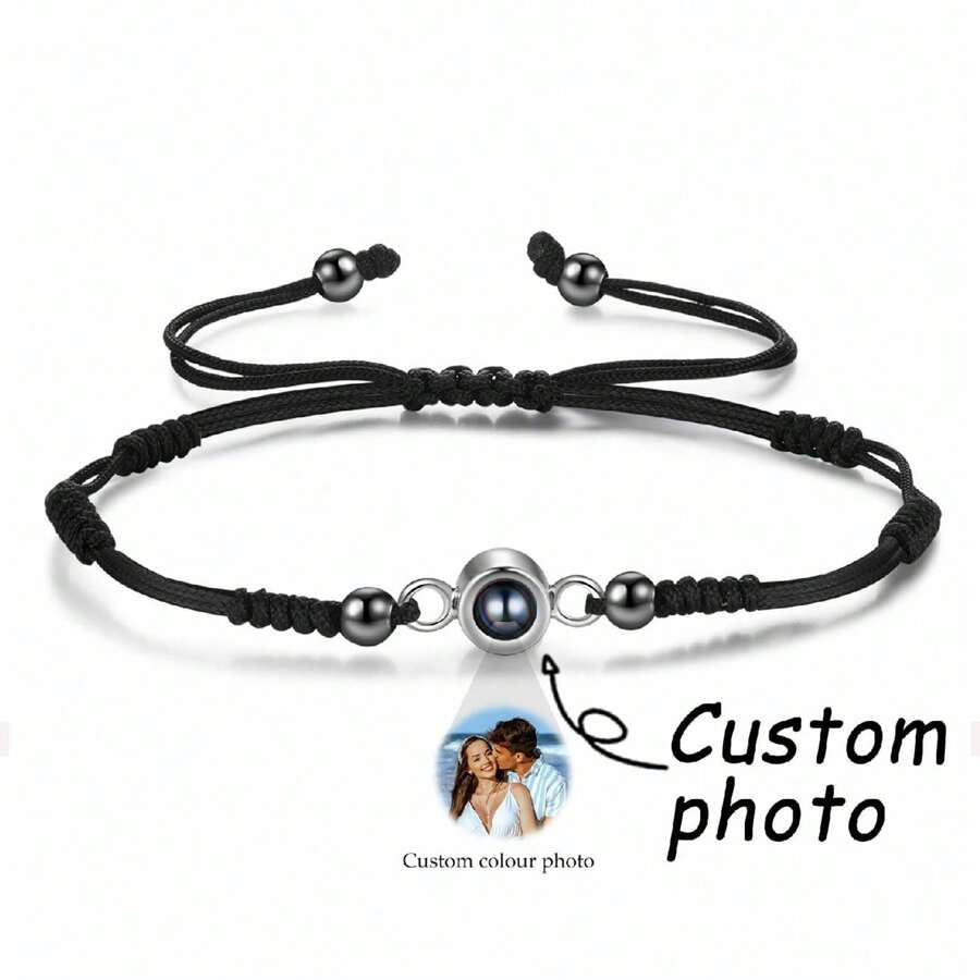 1 szt. Niestandardowa bransoletka z projekcją zdjęć, magnetyczne bransoletki dla par dla kobiet i mężczyzn, niestandardowe bransoletki ze zdjęciem w środku, niestandardowa bransoletka z projekcją zdjęć, spersonalizowane pasujące bransoletki dla par, pasujące bransoletki z serduszkami dla chłopaka i dziewczyny, najlepsza przyjaciółka, spersonalizowana bransoletka dla pary w kolorze srebrnym/różowym złocie/złotym/czarnym, prezenty dla kochanków, prezenty pamiątkowe dla pary ukochanej osoby na urodziny, rocznicę, walentynki