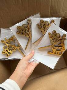 5/10/20/30/40 件生日快乐亚克力蛋糕装饰，生日蛋糕装饰装饰，派对装饰用品，现代字母图形蛋糕顶部装饰，适合生日派对装饰创意，是送给家人和朋友的完美纪念品 - 金色 - 查看 4