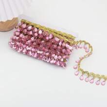 1 Yard Bobbin Fringe Lace Rhinestone Braided Ribbons 3.5cm Sewing Apparel Trims Accessories