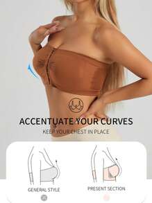 3pcs Plus Size Women Snap-Button Tube Tops Wireless Front-Close Minimizer Bras