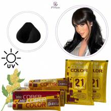 Xiomara Cober Color Tinte Permanente para Cabello. Incluye 2 tubos de 60g c/u + 2 Peróxidos de 90ml c/u - 1 NEGRO - Ver 1