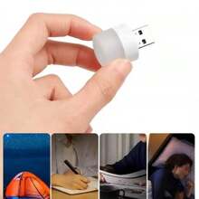 5/10 件 USB 供电迷你照明灯泡便携式照明小夜灯适合户外活动儿童房床头照明和夜间阅读照明婴儿淋浴家庭装饰礼物 - 白色 - 查看 5