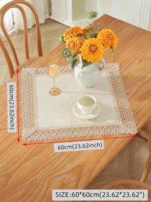 Exquisite Jacquard Satin Fabric Splicing With Delicate Water-Soluble Lace Edge Tablecloth, Kitchen Essential Square/Rectangular Table Cover, Home Decor, Festival Decor, Indoor/Outdoor, Party/Wedding Tablecloth, 1pc