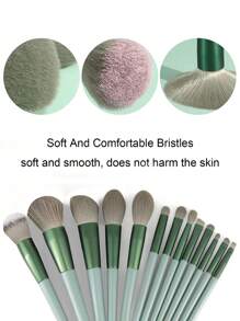 Juego de 13 piezas de brochas de maquillaje suaves y esponjosas con esponja de maquillaje para cosméticos, base, colorete, polvos, sombras de ojos, Kabuki, mezcla y herramienta de belleza