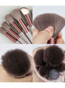 Juego de 13 piezas de brochas de maquillaje suaves y esponjosas con esponja de maquillaje para cosméticos, base, colorete, polvos, sombras de ojos, Kabuki, mezcla y herramienta de belleza