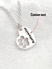 1PC Women's Custom Lettered Pet Paw Heart Pendant Necklace, Personalized Stainless Steel Jewelry, Gold Plated Simple Cute Necklace, Unique And Meaningful Daily Wear And Special Occasion Gifts For Pet Lovers - Multicolor - View 1