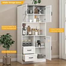 68'' Tall Kitchen Pantry With Barn Doors, Storage Cabinet With Organizer, Drawer And Adjustable Shelves, Wood Cupboard For Kitchen, Dining Room, Bathroom And Hallway, White - White - View 5