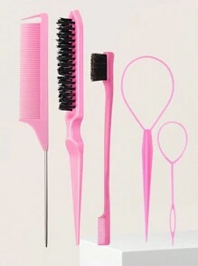 1/3/5/6 stuks haarstylingkamset met topsy tail-tool, plaagborstel, rattenkam voor vrouwen haarstyling voor vrouwen, controle op pluizig haar en randkammen