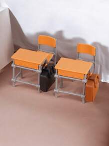 [Mini Desk & Backpack Set] Compact And Adorable, Recreating Classroom Scenes With Great Creativity! Exquisitely Realistic Design: Mini Desk + Backpack, Perfectly Reproducing The Atmosphere Of The Classroom, With Lifelike Details. Fun Interaction: Suitable As Dollhouse Accessories, Handicraft DIY, Or Photography Props, Adding Endless Enjoyment. - Multicolor - View 6