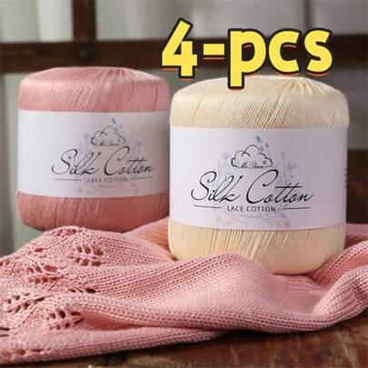 4-Piece Set Yarn, Linen Lace Yarn, Suitable For Crochet, Knitting, Shawl, Scarf And DIY Crafts, Soft , Suitable For Spring/Summer Projects, 1.76oz Each