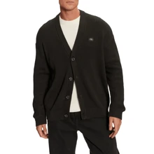 Calvin Klein WOVEN LABEL CARDIGAN - Black - View 1