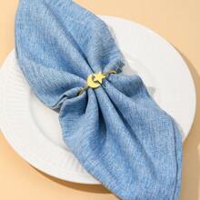 1 件金色月亮和星星餐巾环，适用于节日家庭餐桌装饰