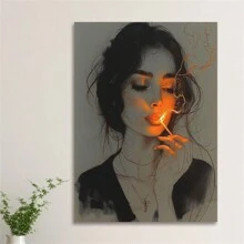 1 件无框动漫女人与火柴帆布墙画 - 非常适合客厅、卧室、厨房或酒吧装饰 | 理想的礼物，非常适合情人节的房间装饰 - 彩色 - 查看 2