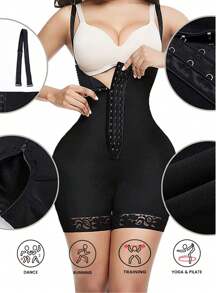 3 rangs de crochets Gaine de maintien haute taille élastique, releveur de fesses, sous-vêtements de compression, 1 pièce, Gaine de taille haute amincissante pour femmes, contrôle du ventre, convient pour le yoga, le fitness, le modelage et autres sports Noir Printemps - Noir - Voir 1