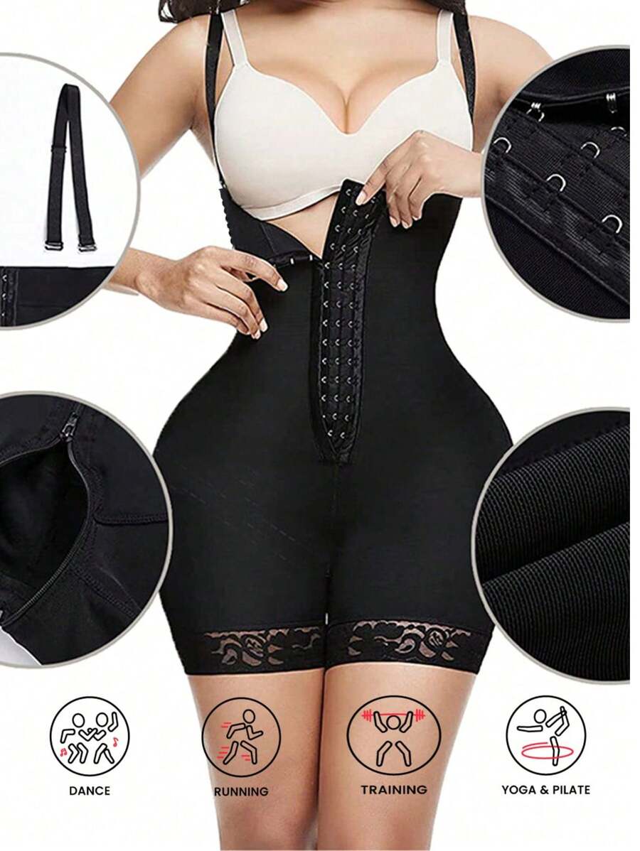 3 rangs de crochets Gaine de maintien haute taille élastique, releveur de fesses, sous-vêtements de compression, 1 pièce, Gaine de taille haute amincissante pour femmes, contrôle du ventre, convient pour le yoga, le fitness, le modelage et autres sports Noir Printemps - Noir - Voir 1