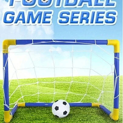 1 Set Adult Portable Foldable Soccer Goal Frame, Indoor/Outdoor Training Equipment, Includes Ball Pump (Pump Randomly Included)
