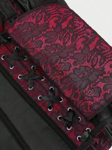 Corsets For Women Overbust Bustiers  Shoulder Strap Corset Top Pirate Renaissance Corset Vest - 紅色 - 查看 8