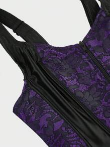 Corsés para mujer, corsets ajustados con tirantes, top de corsé de Renacimiento pirata - Morado - Ver 5