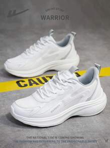 WARRIOR 1 Pair Men's Front Lace-Up Mesh Running Shoes, Personalized Versatile Lightweight Shock Absorbing Non-Slip Soft Bottom Comfortable Low-Top Outdoor Casual Sport Sneakers