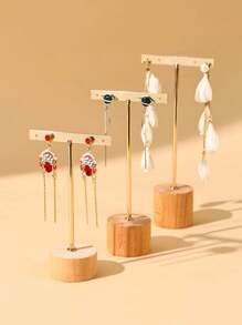 1 pièce Support de présentation d'oreillettes sur base en bois, support cylindrique en bois pour boucles d'oreilles et colliers, porte-bijoux, accessoires et accessoires photo, cadeaux pour femmes, soleil, voyages, rentrée scolaire cool