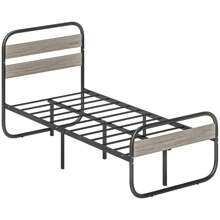 HOMCOM Bed Frame, Industrial Style Metal Platform Bed Frame With Under Bed Storage, No Box Spring Needed, Easy Assembly, Grey - Grey - View 2