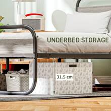 HOMCOM Bed Frame, Industrial Style Metal Platform Bed Frame With Under Bed Storage, No Box Spring Needed, Easy Assembly, Grey - Grey - View 4