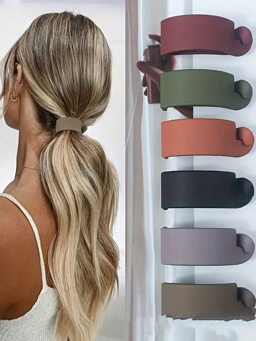 Women Rectangle Matte Elegant Minimalist Oval Hair Claws In Solid Colors For Ponytails And Buns Home Bathroom Decor Summer