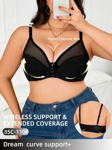 女士前扣式内衣文胸，带钢圈支撑，柔软舒适内衣