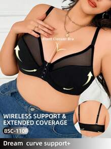 女士前扣式内衣文胸，带钢圈支撑，柔软舒适内衣