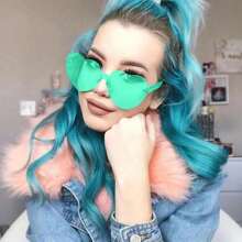 1pc Women's Heart Shaped Jelly Color Frameless Colorful Glasses, Suitable For Unique Party, Christmas Wear