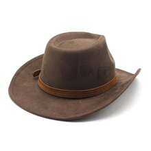 Mens Retro Felt Cowboy Hats Womens Solid Color Cowgirl Hat Vintage Wide Brim Suede Western Jazz Hat With Belt